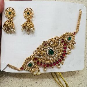 Elegant Gold and Red Jewelry Set